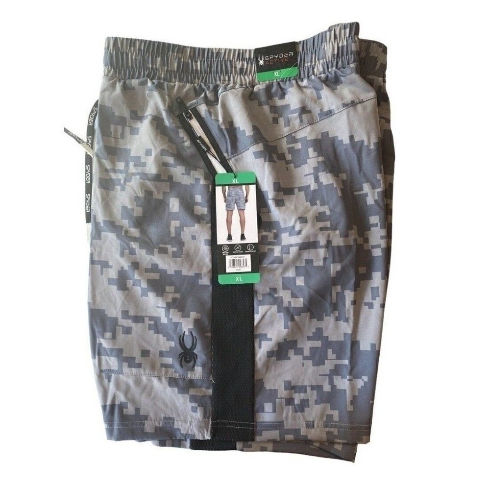 Spyder Active Shorts Mens XL Grey Blue Digital Camo New Performance Gym SPM511U